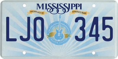 MS license plate LJO345
