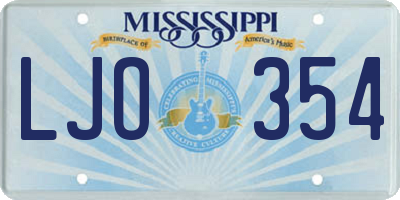 MS license plate LJO354