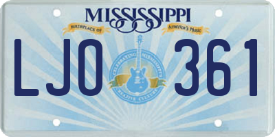 MS license plate LJO361