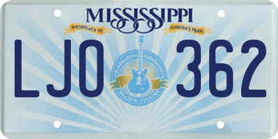 MS license plate LJO362