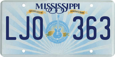 MS license plate LJO363