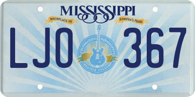 MS license plate LJO367