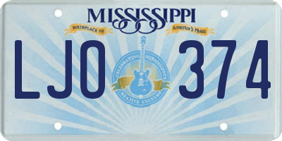 MS license plate LJO374