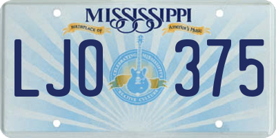 MS license plate LJO375