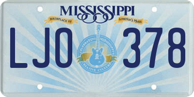 MS license plate LJO378