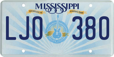 MS license plate LJO380