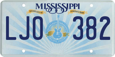 MS license plate LJO382