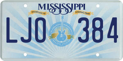 MS license plate LJO384