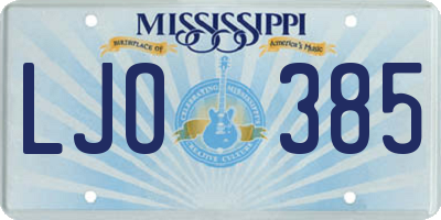 MS license plate LJO385