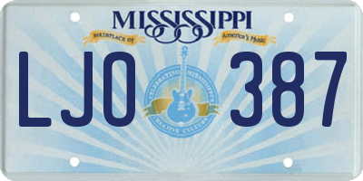 MS license plate LJO387