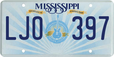 MS license plate LJO397