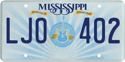 MS license plate LJO402