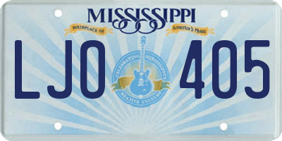 MS license plate LJO405