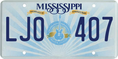 MS license plate LJO407