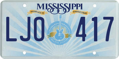 MS license plate LJO417