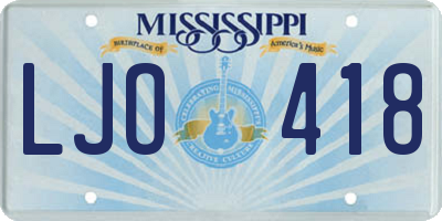 MS license plate LJO418
