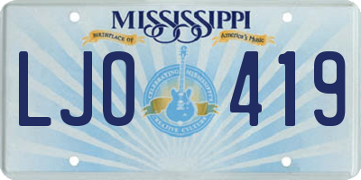 MS license plate LJO419