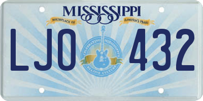 MS license plate LJO432
