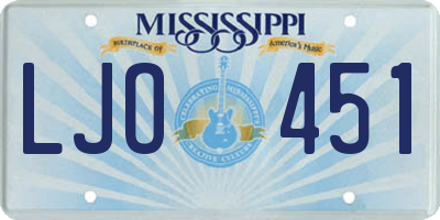 MS license plate LJO451