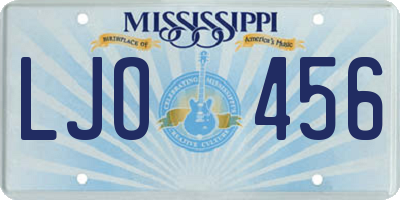 MS license plate LJO456