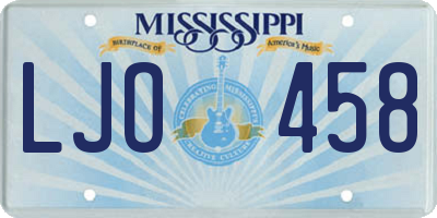 MS license plate LJO458