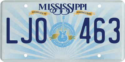 MS license plate LJO463