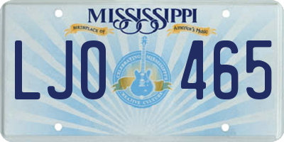 MS license plate LJO465