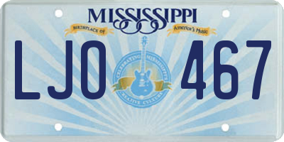 MS license plate LJO467