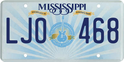 MS license plate LJO468