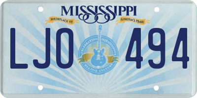 MS license plate LJO494
