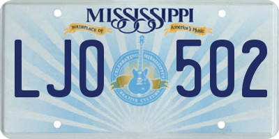 MS license plate LJO502