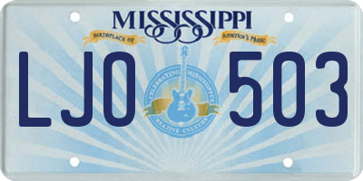 MS license plate LJO503
