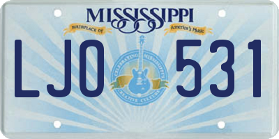 MS license plate LJO531