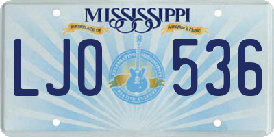 MS license plate LJO536