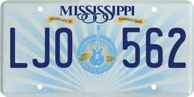 MS license plate LJO562