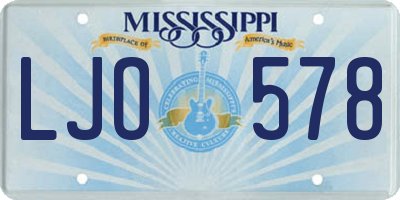 MS license plate LJO578