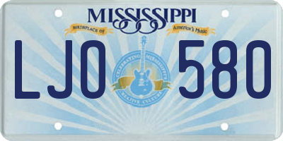 MS license plate LJO580