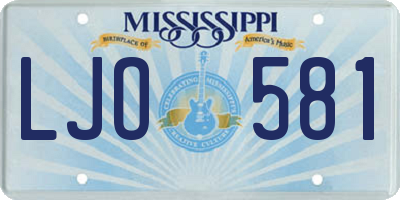 MS license plate LJO581