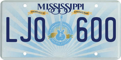 MS license plate LJO600