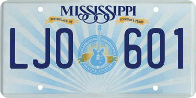MS license plate LJO601