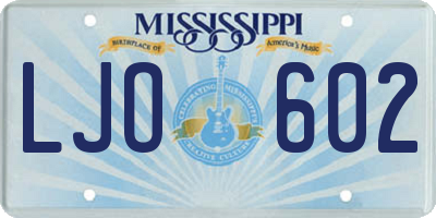 MS license plate LJO602