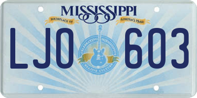 MS license plate LJO603