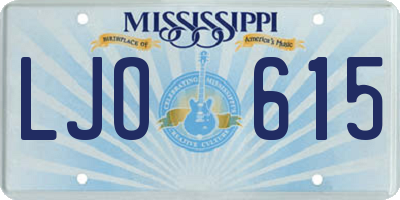 MS license plate LJO615