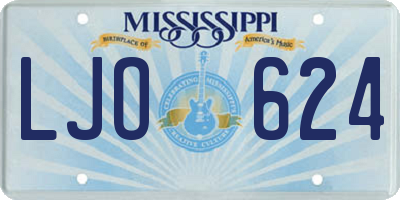 MS license plate LJO624