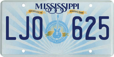 MS license plate LJO625