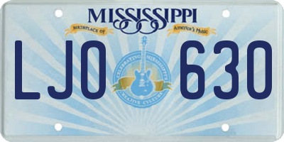 MS license plate LJO630