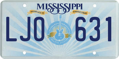 MS license plate LJO631