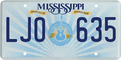 MS license plate LJO635