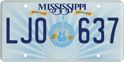 MS license plate LJO637