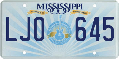 MS license plate LJO645